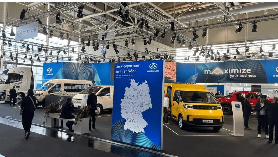 El expositor de la marca Maxus, de SAIC, en la feria IAA Transportation de Hannover. / Maxus